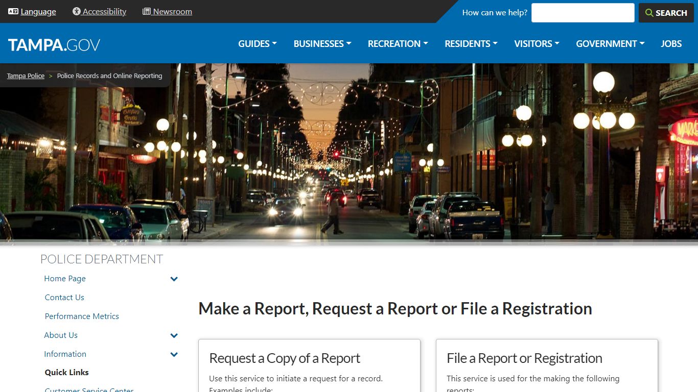 Police Records and Online Reporting | City of Tampa
